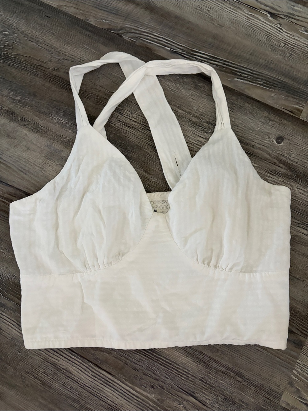 Abercrombie & Fitch white Ribbed cropped top